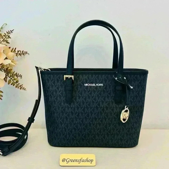Michael Kors XS Jet Set Travel Carryall Top Zip Tote Black - Picture 1 of 9